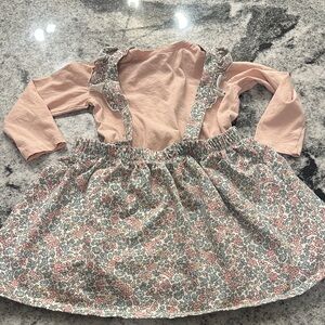 H&M Pink Top with Floral Suspender Dress 4T‎